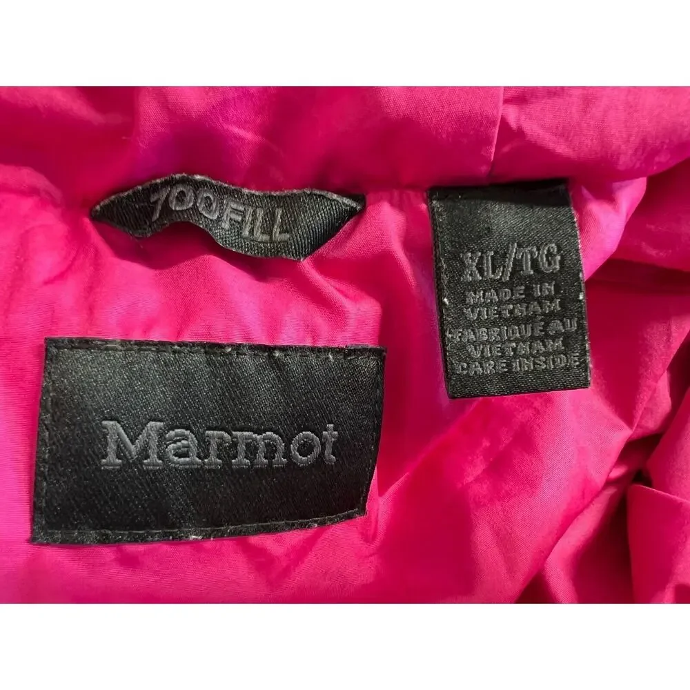 Marmot Montreaux 2.0 Coat Girls Size XL 700 Fill Duck Down Faux Fur Magenta Pink
